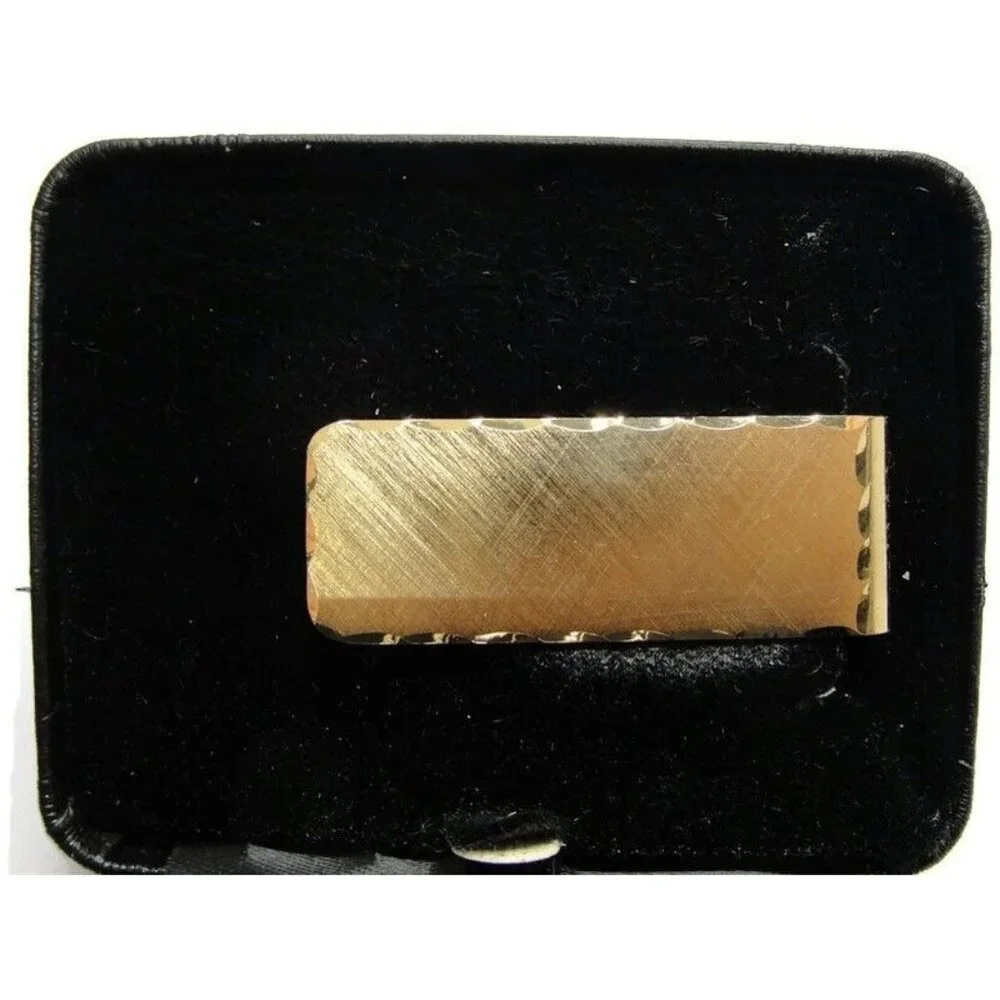 Vintage Hayward Money Clip Brushed Gold Tone Men Wallet ID Credit Card Holder